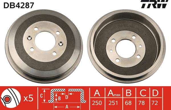 TRW DB4287 - Тормозной барабан unicars.by