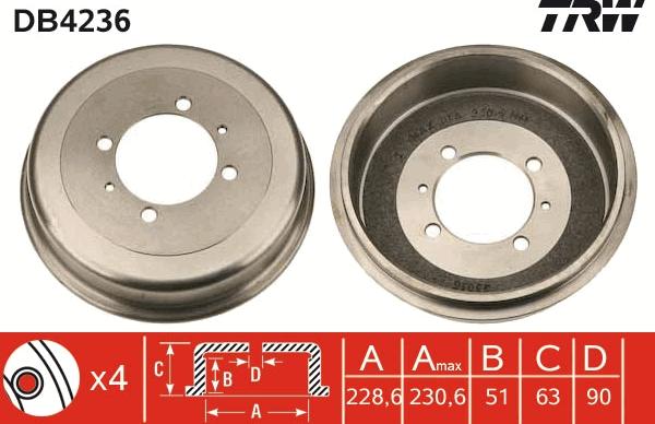 TRW DB4236 - Тормозной барабан unicars.by