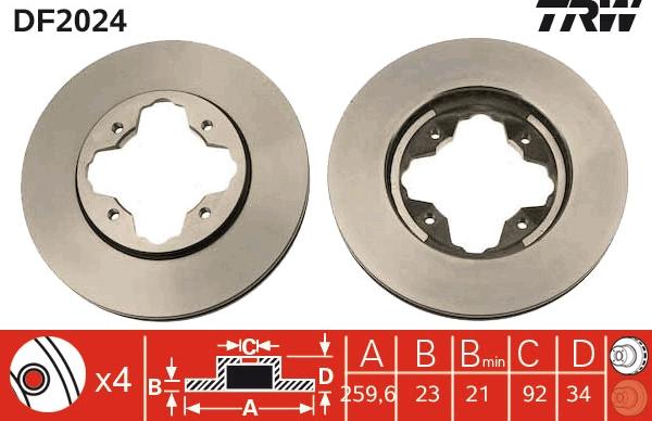 TRW DF2024 - Тормозной диск unicars.by