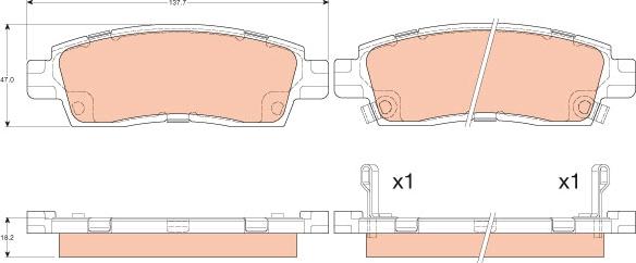 TRW GDB4455 - Тормозные колодки, дисковые, комплект unicars.by