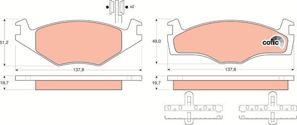 TRW GDB454 - Тормозные колодки, дисковые, комплект unicars.by