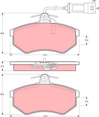 TRW GDB404 - Тормозные колодки, дисковые, комплект unicars.by