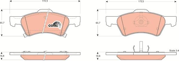 TRW GDB4129 - Тормозные колодки, дисковые, комплект unicars.by