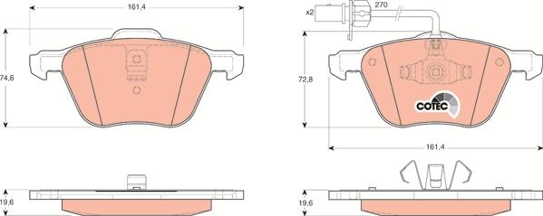 TRW GDB1460 - Тормозные колодки, дисковые, комплект unicars.by