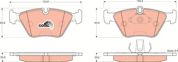 TRW GDB1404 - Тормозные колодки, дисковые, комплект unicars.by