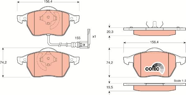 TRW GDB1403 - Тормозные колодки, дисковые, комплект unicars.by