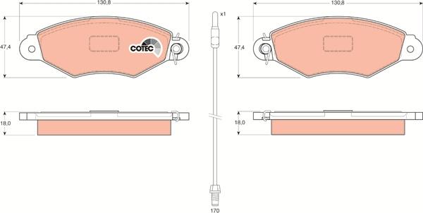 TRW GDB1402 - Тормозные колодки, дисковые, комплект unicars.by