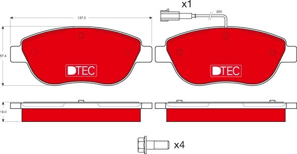 TRW GDB1483DTE - Тормозные колодки, дисковые, комплект unicars.by