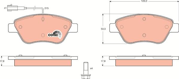 TRW GDB1482 - Тормозные колодки, дисковые, комплект unicars.by