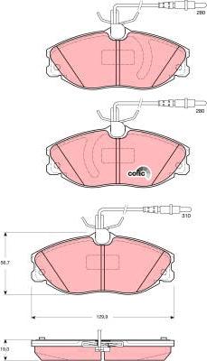 TRW GDB1423 - Тормозные колодки, дисковые, комплект unicars.by