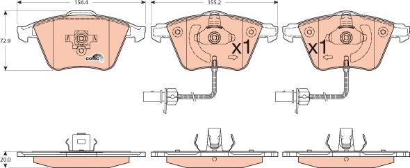 TRW GDB1554 - Тормозные колодки, дисковые, комплект unicars.by