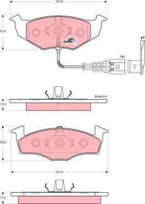 TRW GDB1586 - Тормозные колодки, дисковые, комплект unicars.by