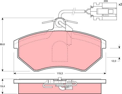 TRW GDB1057 - Тормозные колодки, дисковые, комплект unicars.by