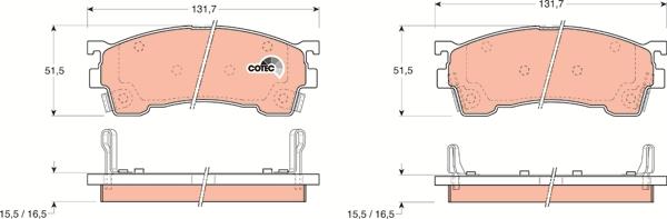 TRW GDB1139 - Тормозные колодки, дисковые, комплект unicars.by