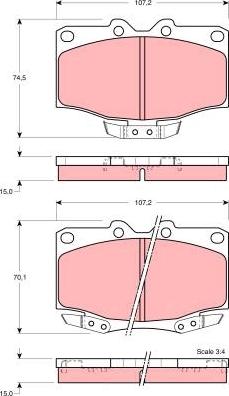 TRW GDB1133 - Тормозные колодки, дисковые, комплект unicars.by