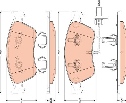 TRW GDB1811 - Тормозные колодки, дисковые, комплект unicars.by