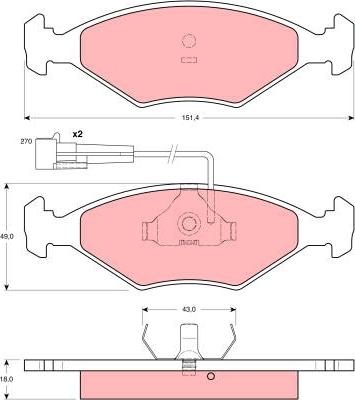 TRW GDB1347 - Тормозные колодки, дисковые, комплект unicars.by