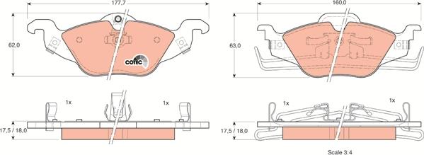 TRW GDB1351 - Тормозные колодки, дисковые, комплект unicars.by