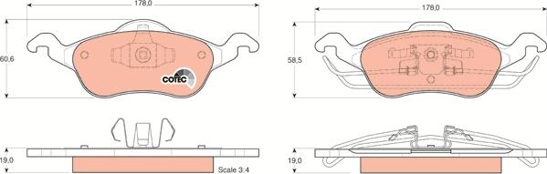 TRW GDB1358 - Тормозные колодки, дисковые, комплект unicars.by