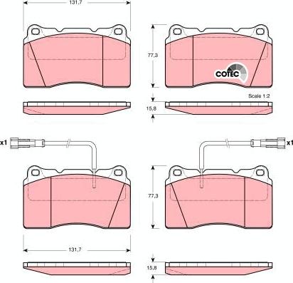 TRW GDB1363 - Тормозные колодки, дисковые, комплект unicars.by