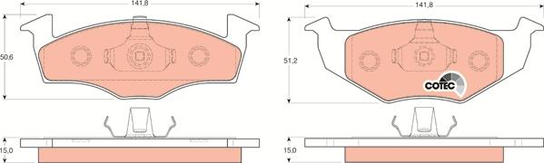 TRW GDB1306 - Тормозные колодки, дисковые, комплект unicars.by