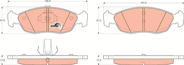 TRW GDB1322 - Тормозные колодки, дисковые, комплект unicars.by