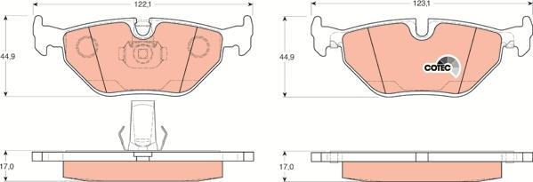 TRW GDB1265 - Тормозные колодки, дисковые, комплект unicars.by