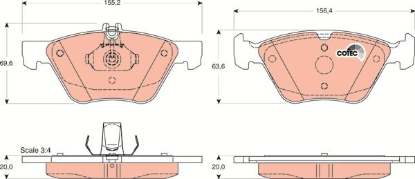 TRW GDB1215 - Тормозные колодки, дисковые, комплект unicars.by