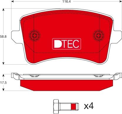 TRW GDB1765DTE - Тормозные колодки, дисковые, комплект unicars.by