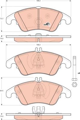 TRW GDB1737 - Тормозные колодки, дисковые, комплект unicars.by