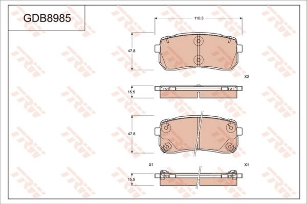 TRW GDB8985 - Тормозные колодки, дисковые, комплект unicars.by