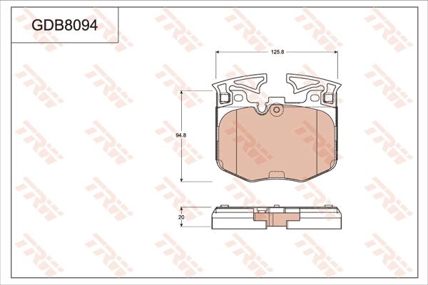 TRW GDB8094 - Тормозные колодки, дисковые, комплект unicars.by