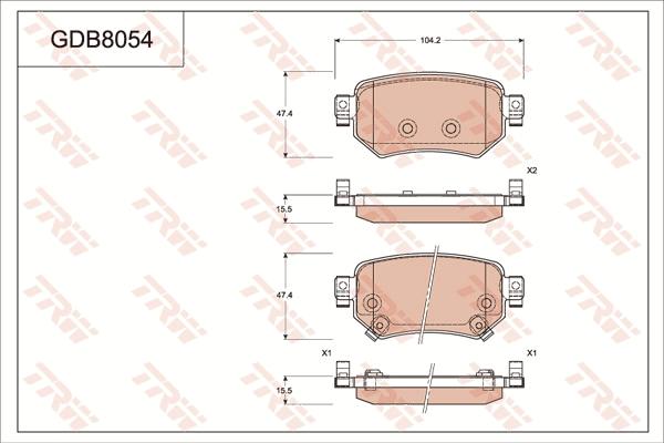 TRW GDB8054 - Тормозные колодки, дисковые, комплект unicars.by