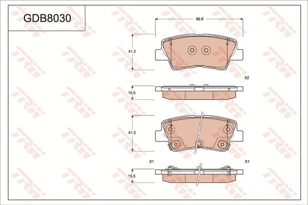 TRW GDB8030AT - Тормозные колодки, дисковые, комплект unicars.by