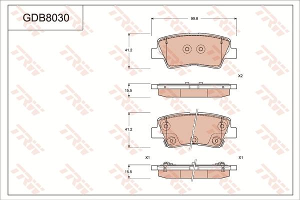 TRW GDB8030 - Тормозные колодки, дисковые, комплект unicars.by