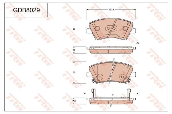 TRW GDB8029AT - Тормозные колодки, дисковые, комплект unicars.by