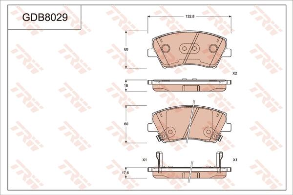 TRW GDB8029 - Тормозные колодки, дисковые, комплект unicars.by