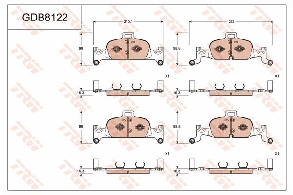 TRW GDB8122 - Тормозные колодки, дисковые, комплект unicars.by