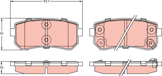 TRW GDB3421AT - Тормозные колодки, дисковые, комплект unicars.by