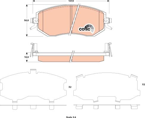 TRW GDB3519AT - Тормозные колодки, дисковые, комплект unicars.by