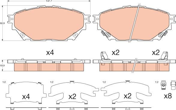 TRW GDB3611 - Тормозные колодки, дисковые, комплект unicars.by