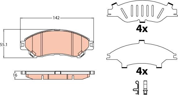 TRW GDB3633 - Тормозные колодки, дисковые, комплект unicars.by