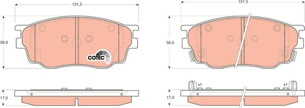 TRW GDB3309 - Тормозные колодки, дисковые, комплект unicars.by