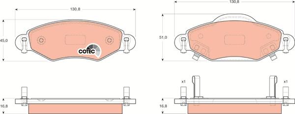 TRW GDB3324 - Тормозные колодки, дисковые, комплект unicars.by