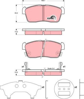 TRW GDB3236 - Тормозные колодки, дисковые, комплект unicars.by