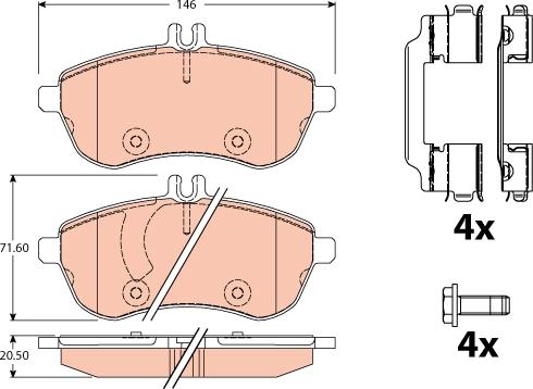 TRW GDB2056 - Тормозные колодки, дисковые, комплект unicars.by