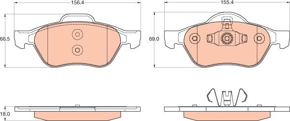 TRW GDB2053 - Тормозные колодки, дисковые, комплект unicars.by