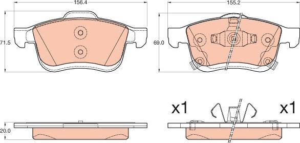 TRW GDB2060 - Тормозные колодки, дисковые, комплект unicars.by