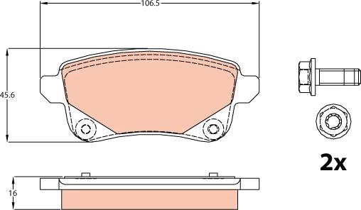 TRW GDB2082 - Тормозные колодки, дисковые, комплект unicars.by