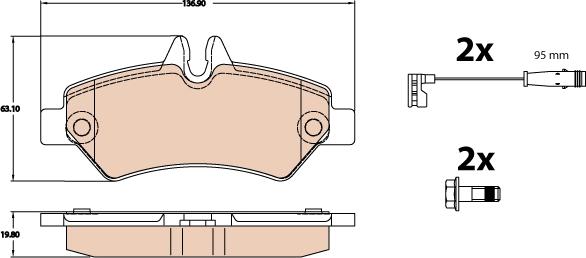 TRW GDB2076 - Тормозные колодки, дисковые, комплект unicars.by